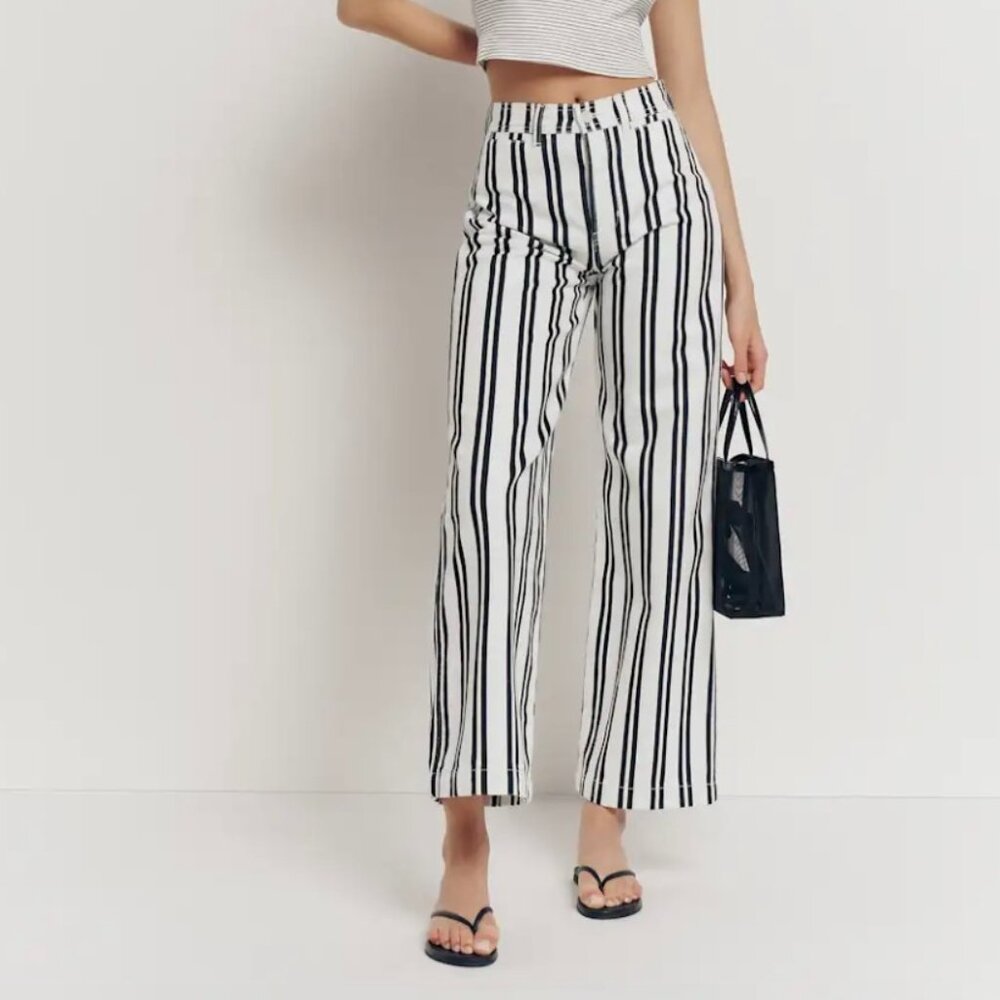 Reformation NWT Logan Ultra High Rise Wide Leg Jeans, Pj Stripe, size 27